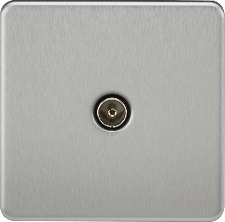 TV Outlet (Non-Isolated) - Brushed Chrome - Front View