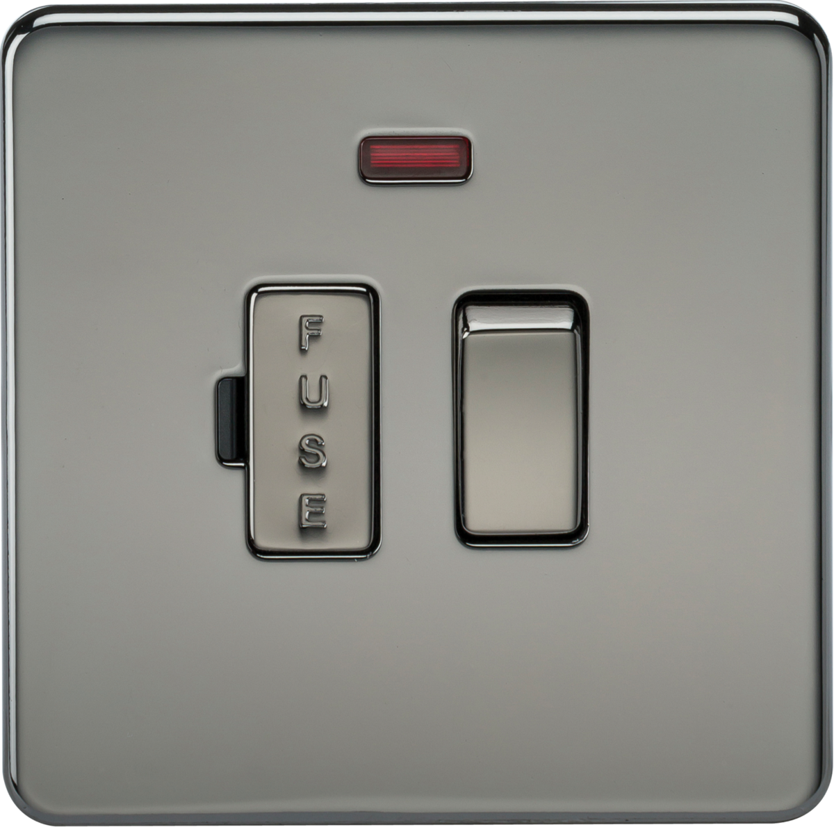 13A Switched Fused Spur Unit with Neon - Black Nickel