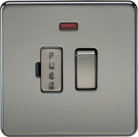 13A Switched Fused Spur Unit with Neon - Black Nickel