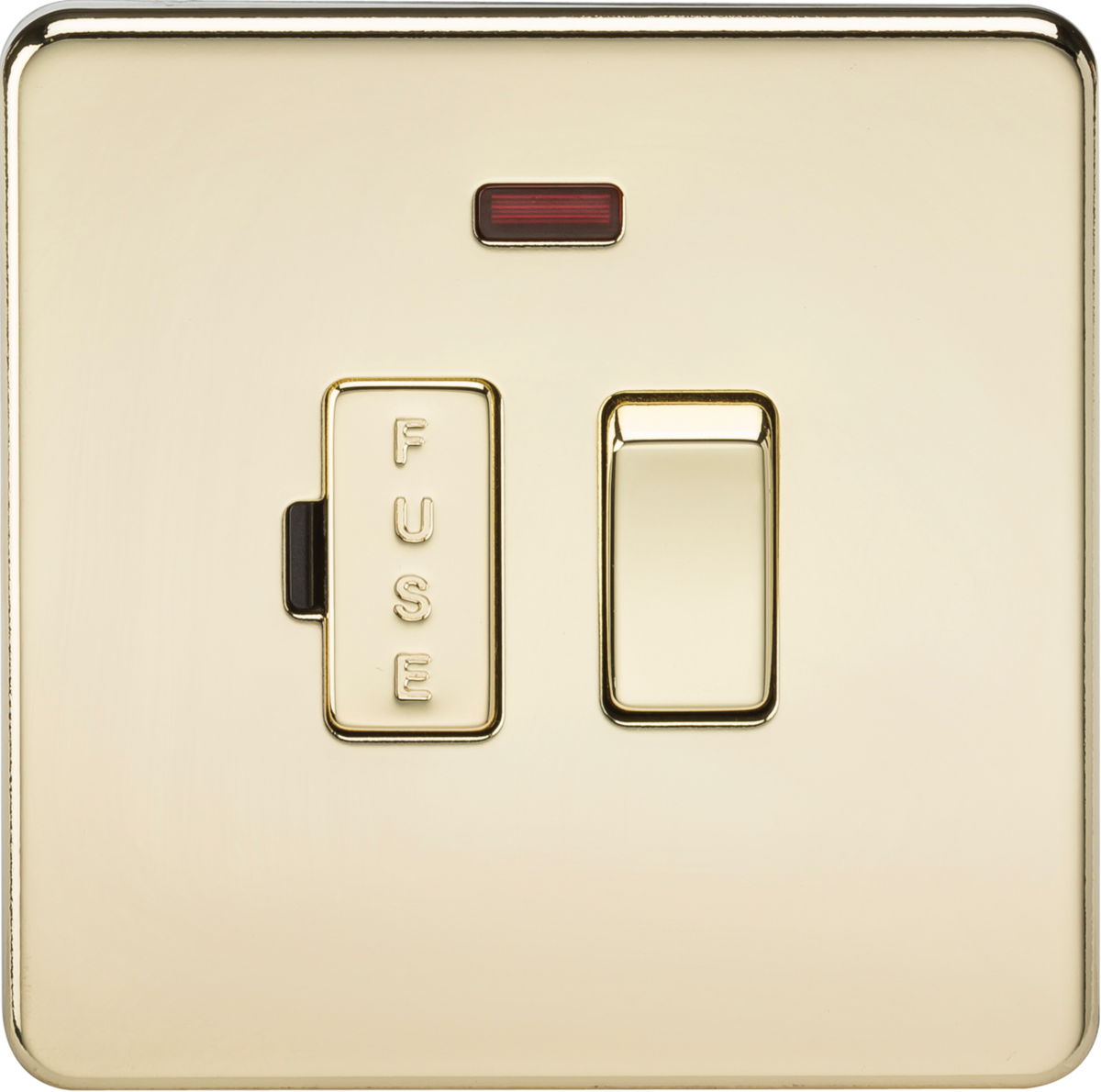 13A Switched Fused Spur Unit with Neon - Polished Brass