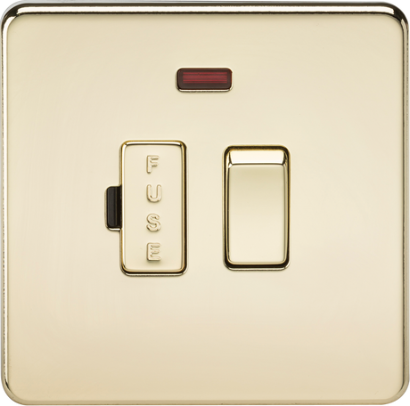 13A Switched Fused Spur Unit with Neon - Polished Brass