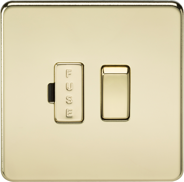 13A Switched Fused Spur Unit - Polished Brass