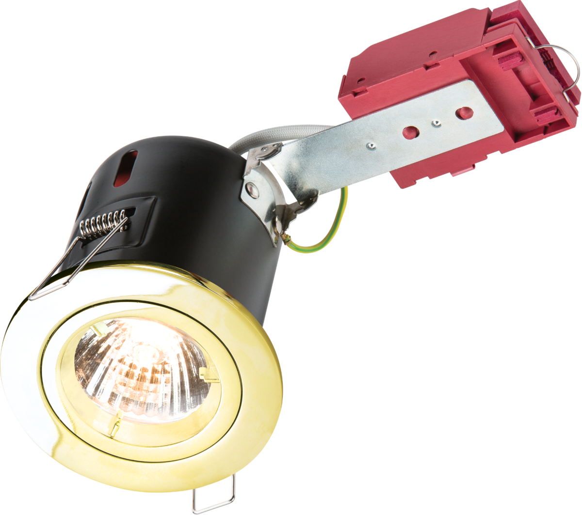 230V IP20 50W Fixed GU10 IC Fire-Rated Downlight in Brass