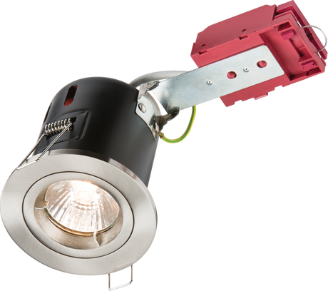 230V 50W Fixed GU10 IC Fire-Rated Downlight in Brushed Chrome