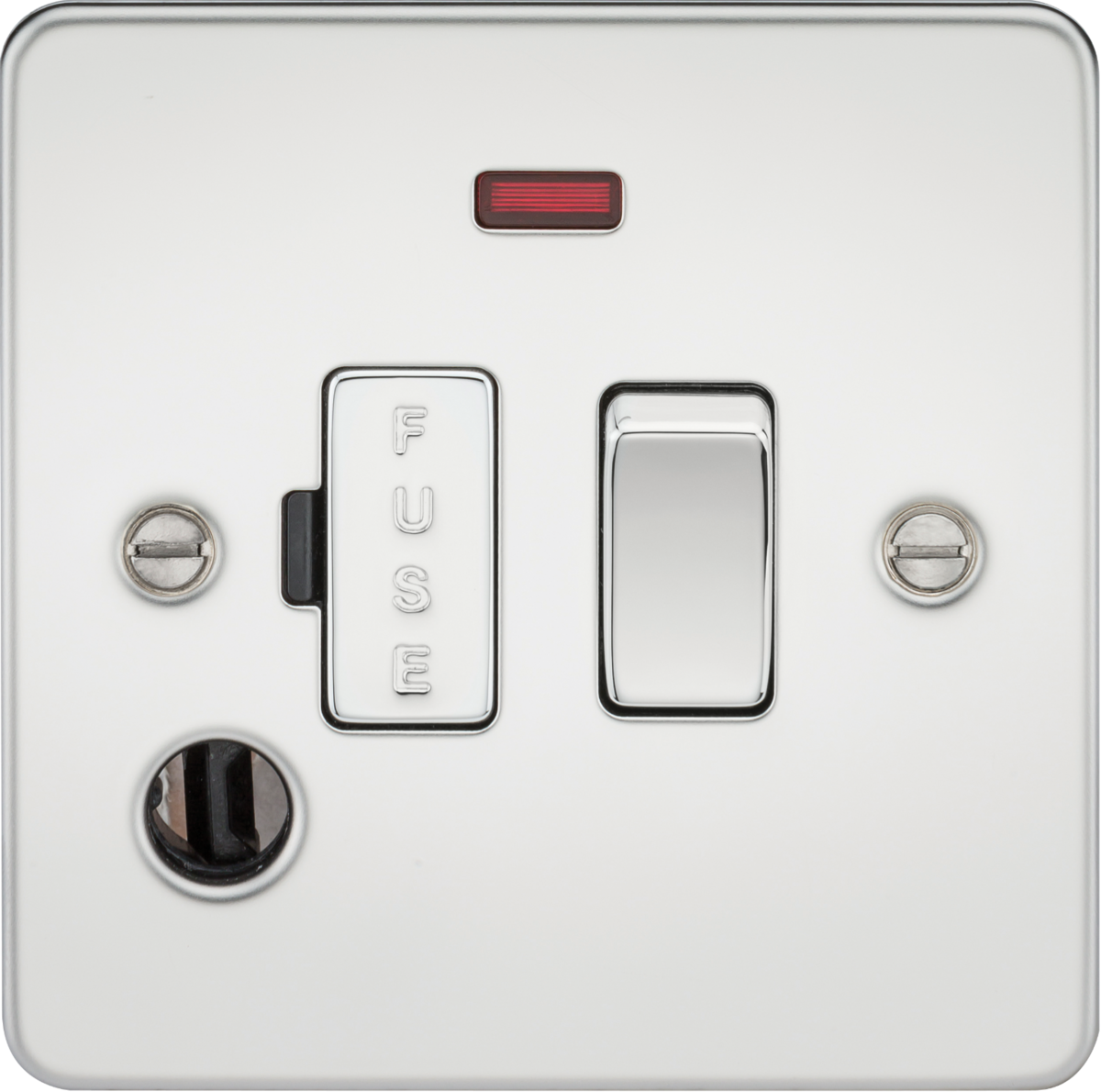Flat Plate 13A Switched Fused Spur Unit - Polished Chrome