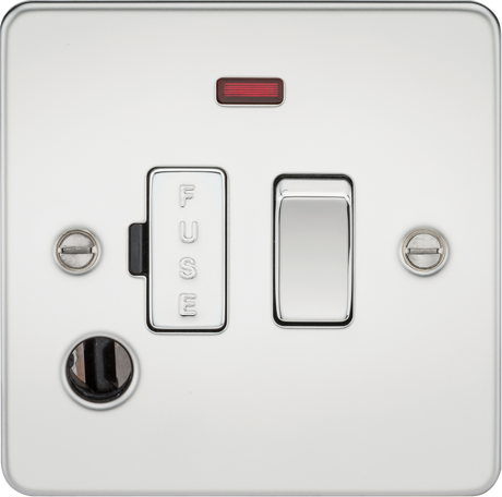 Flat Plate 13A Switched Fused Spur Unit - Polished Chrome