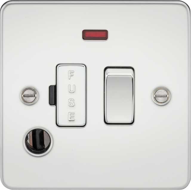 Flat Plate 13A Switched Fused Spur Unit - Polished Chrome