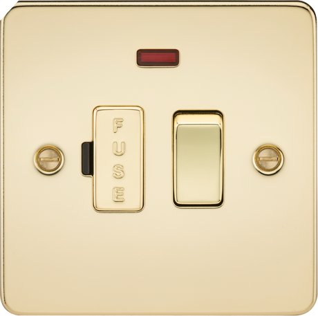 13A Switched Fused Spur Unit with Neon - Polished Brass