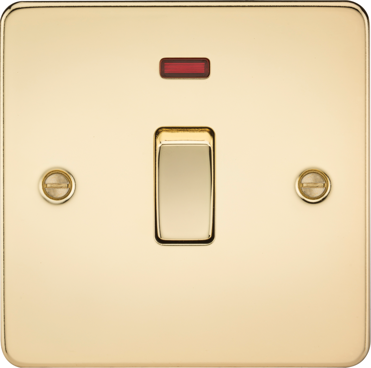 20A 1G DP Switch with Neon - Polished Brass