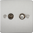 TV and SAT TV Outlet - Brushed Chrome