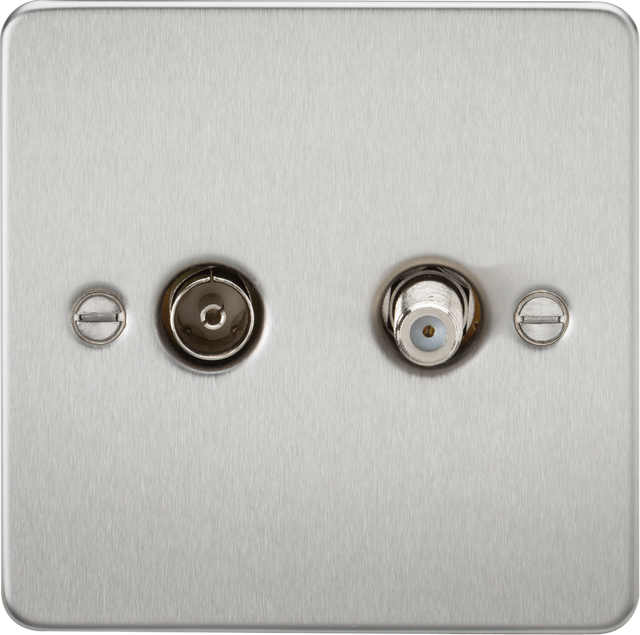 TV and SAT TV Outlet - Brushed Chrome