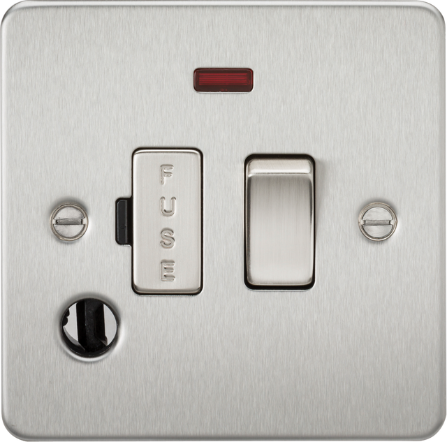 Brushed Chrome 13A Switched Fused Spur Unit with Flex Outlet