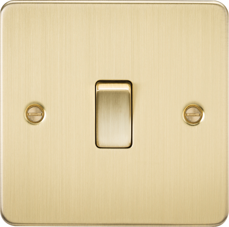 20A 1G DP Switch - Brushed Brass - Flat Plate Design