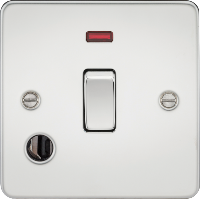 20A 1G DP Switch with Neon & Flex Outlet - Polished Chrome