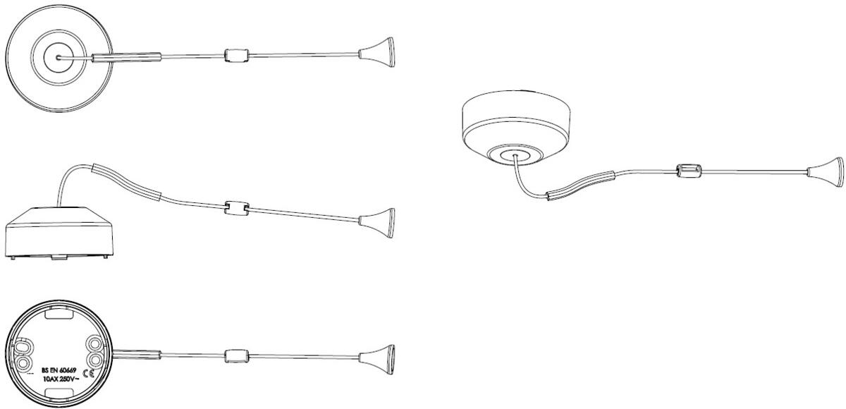 10AX 2-way Pull Cord Switch - Brushed Chrome side view