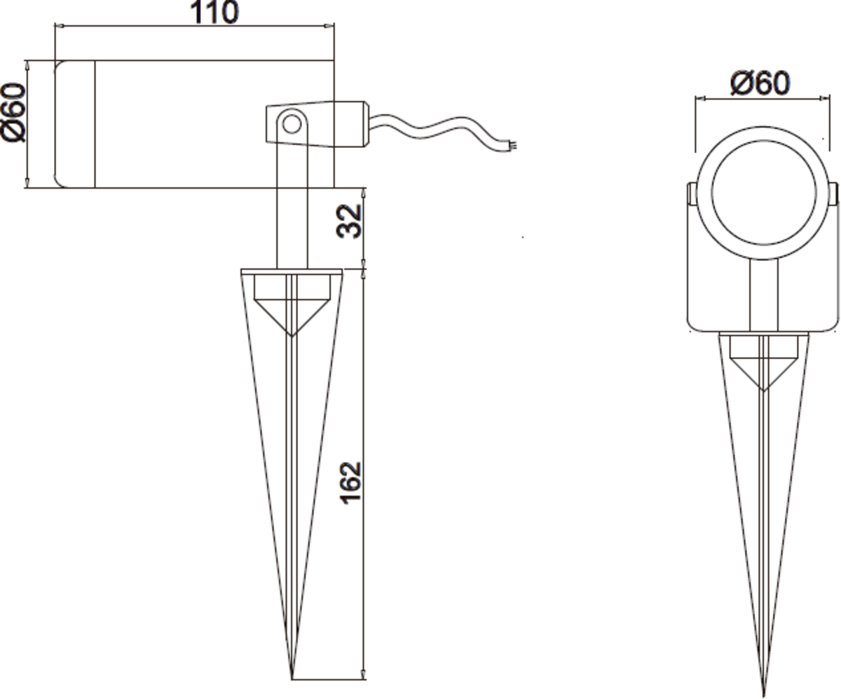 EAMON IP65 GU10 Spike Light in White, showing its design features.