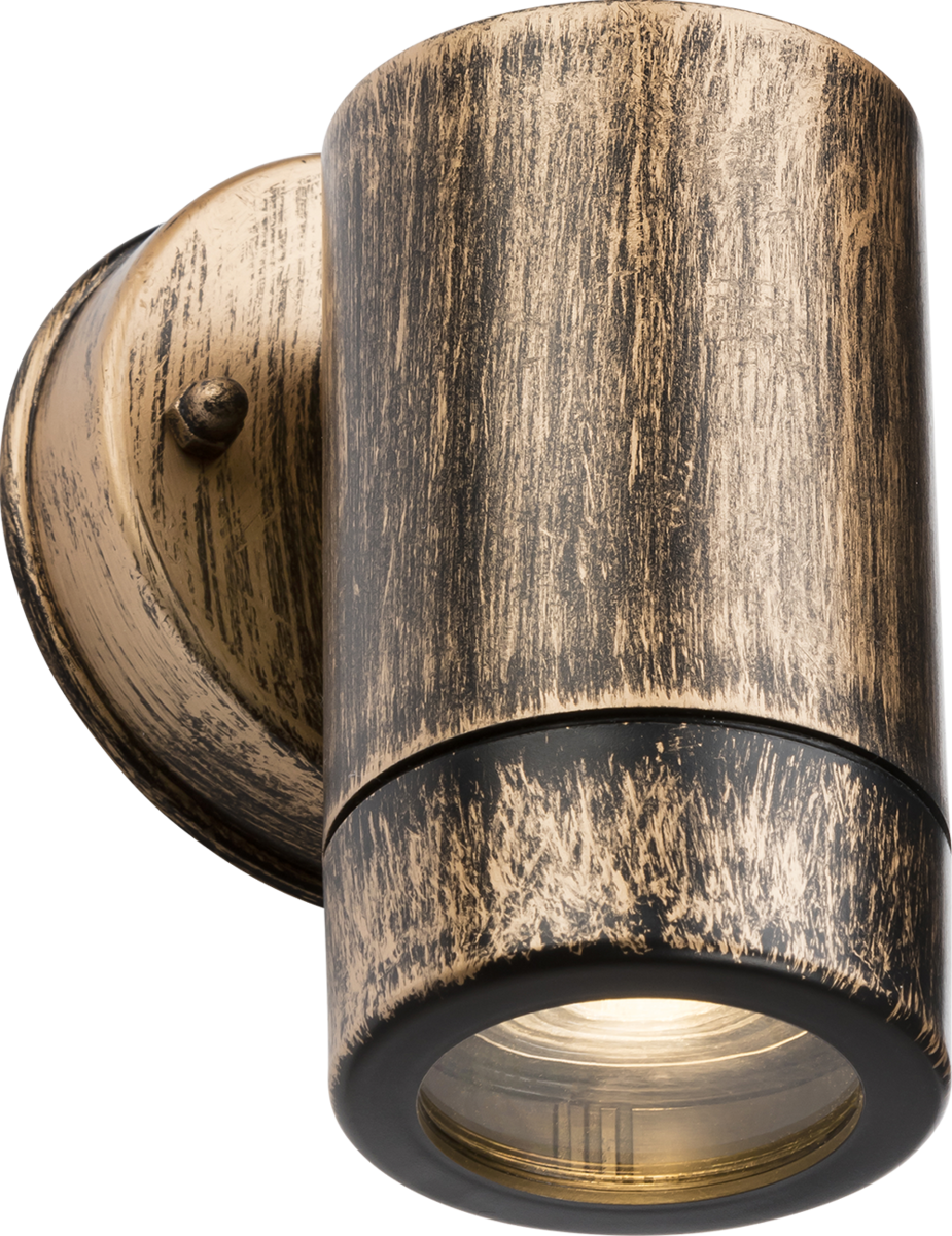 EAMON 230V IP54 GU10 Polycarbonate Single Wall Light - Brushed Brass