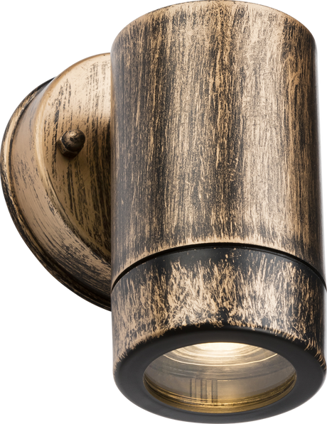 EAMON 230V IP54 GU10 Polycarbonate Single Wall Light - Brushed Brass