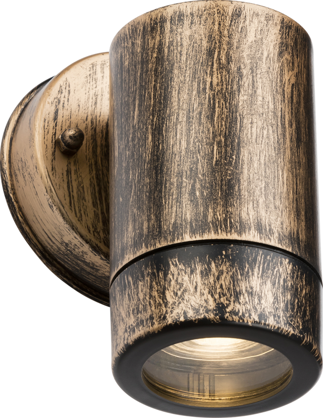 EAMON 230V IP54 GU10 Polycarbonate Single Wall Light - Brushed Brass
