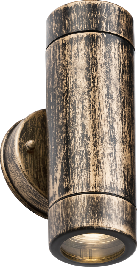 EAMON 230V IP54 GU10 Polycarbonate Up/Down Wall Light - Brushed Brass
