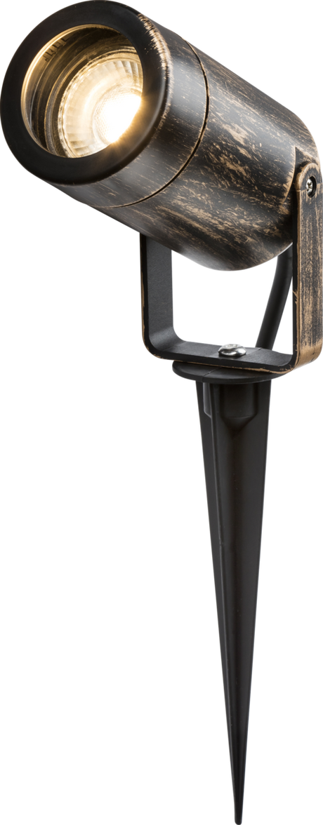 EAMON 230V IP65 GU10 Polycarbonate Spike Light - Brushed Brass