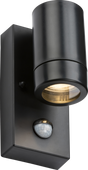 EAMON - 230V IP44 GU10 Polycarbonate Single Wall Light with PIR - Black