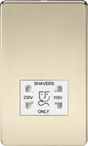 115V/230V Dual Voltage Shaver Socket - Polished Brass with White Insert