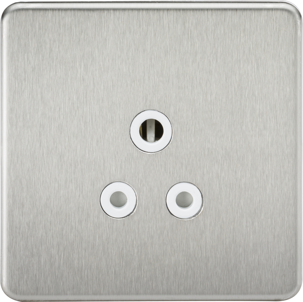 5A Unswitched Socket - Brushed Chrome with White Insert