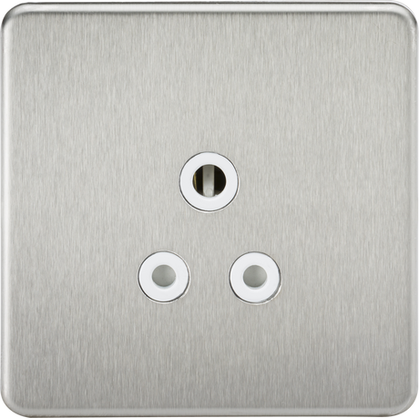 5A Unswitched Socket - Brushed Chrome with White Insert