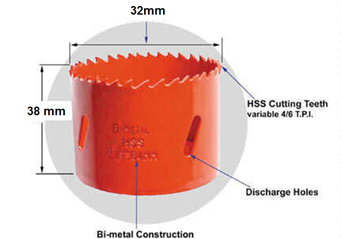 32mm Bi-metal Holesaw - Detailed View