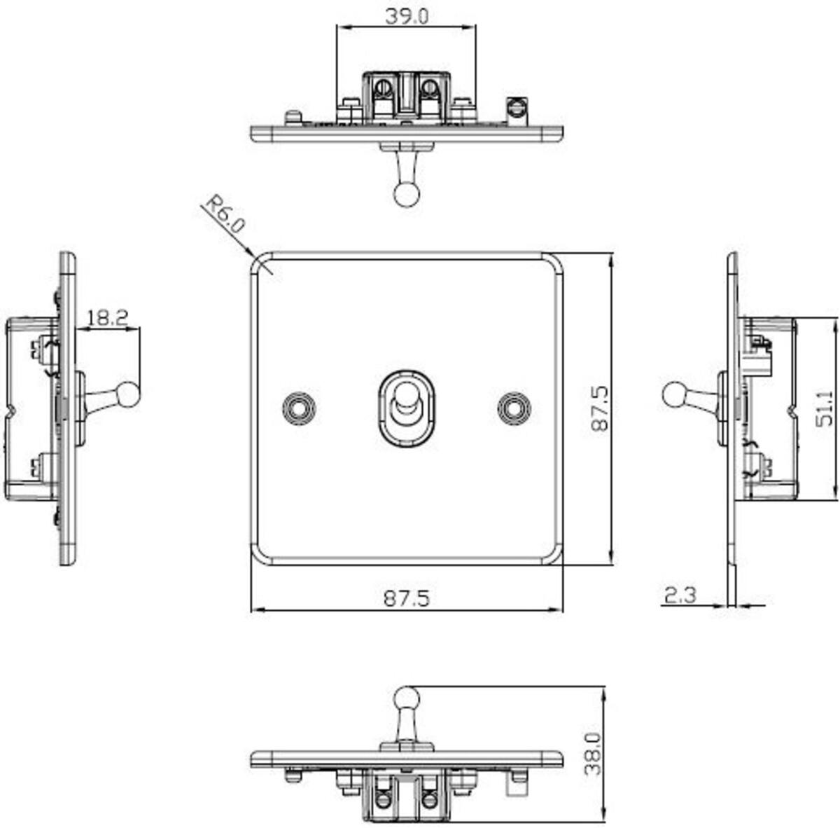 Alternative image of the Brushed Chrome 10AX 1G Intermediate Toggle Switch