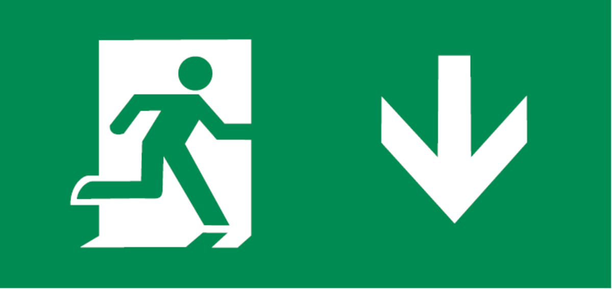 EMRUN Running Man Legend Sign with Down Facing Arrow