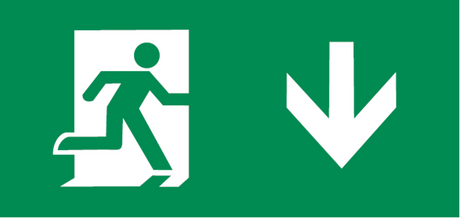 EMRUN Running Man Legend Sign with Down Facing Arrow