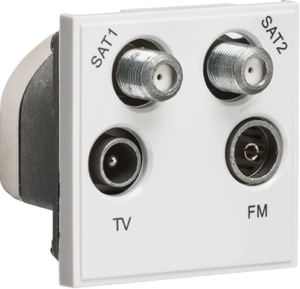 Quadplexed SAT1/SAT2/TV/FM DAB Outlet Module - White