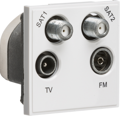 Quadplexed SAT1/SAT2/TV/FM DAB Outlet Module - White