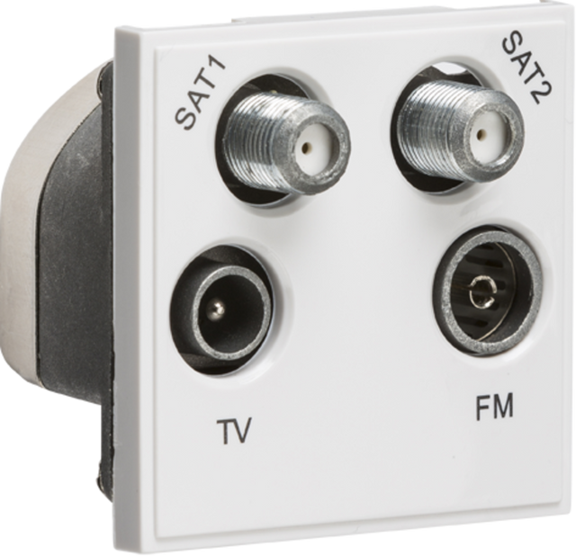 Quadplexed SAT1/SAT2/TV/FM DAB Outlet Module - White