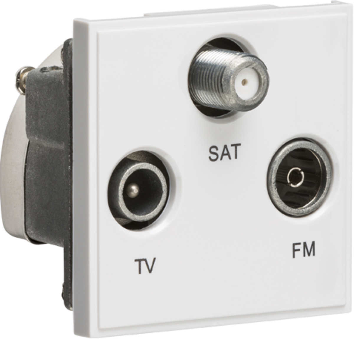 Triplexed TV/FM DAB/SAT TV Outlet Module 50 x 50mm - White