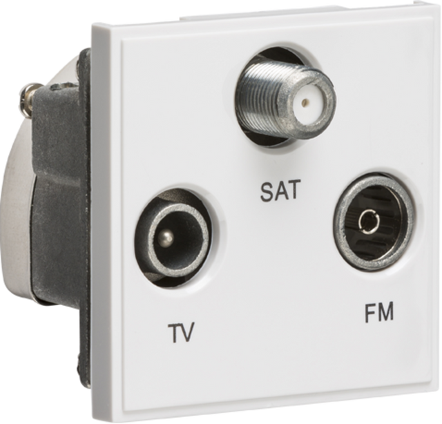 Triplexed TV/FM DAB/SAT TV Outlet Module 50 x 50mm - White
