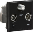 Triplexed TV/FM DAB/SAT Outlet Module 50 x 50mm - Black