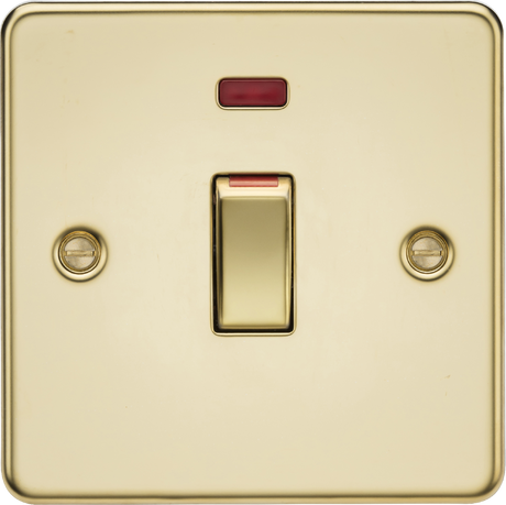 45A DP Switch with Neon - Polished Brass