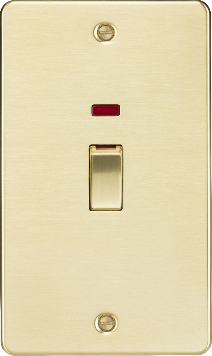 45A DP Switch with Neon Indicator - Brushed Brass