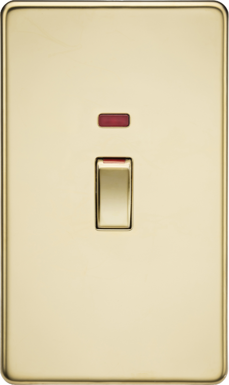 45A DP Switch with Neon - Polished Brass