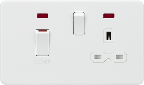 45A DP Switch & 13A Socket with Neons - Matt White