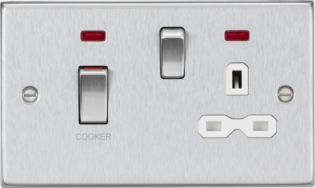 45A DP Switch & 13A Socket - Brushed Chrome