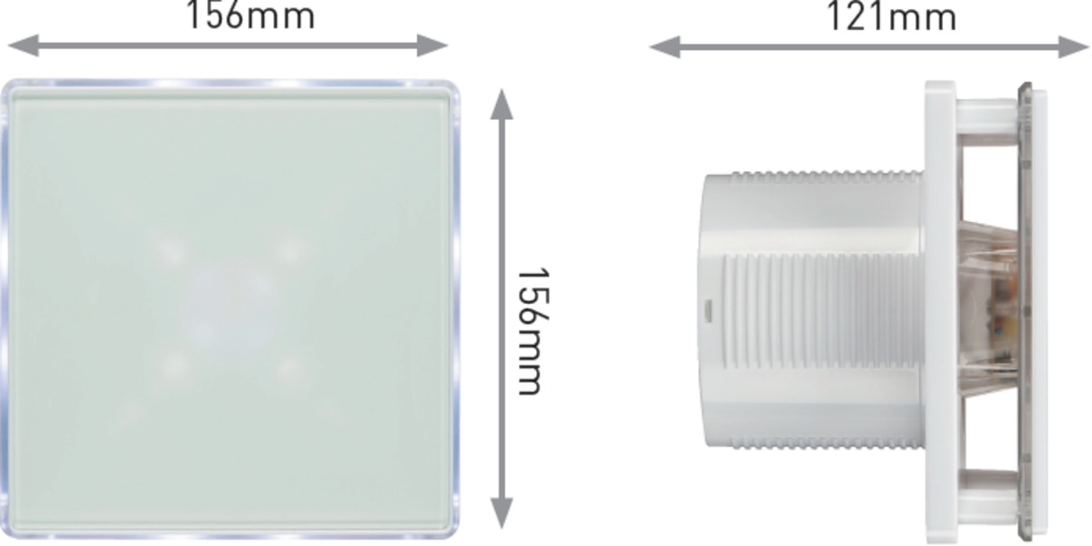 Back view of 100mm LED Backlit Extractor Fan with Timer