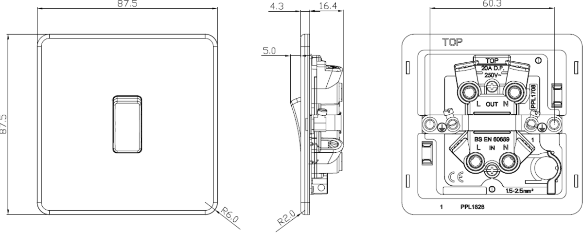 20A 1G DP Switch - Matt White Image