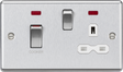 45A DP Switch & 13A Socket with Neons - Brushed Chrome