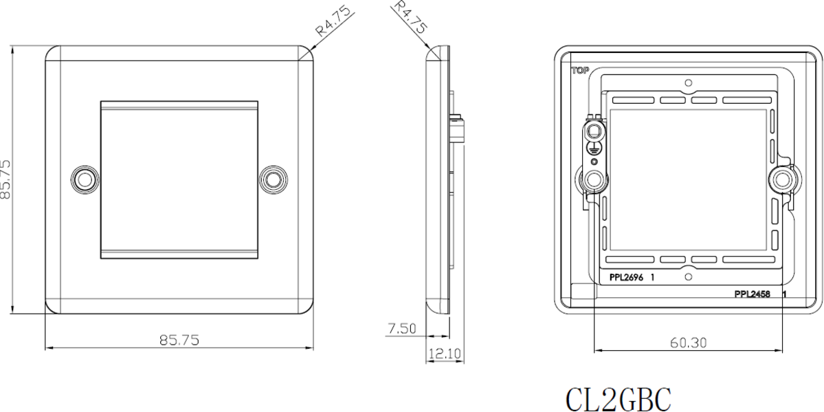 2G Modular Faceplate - Brushed Chrome Side View