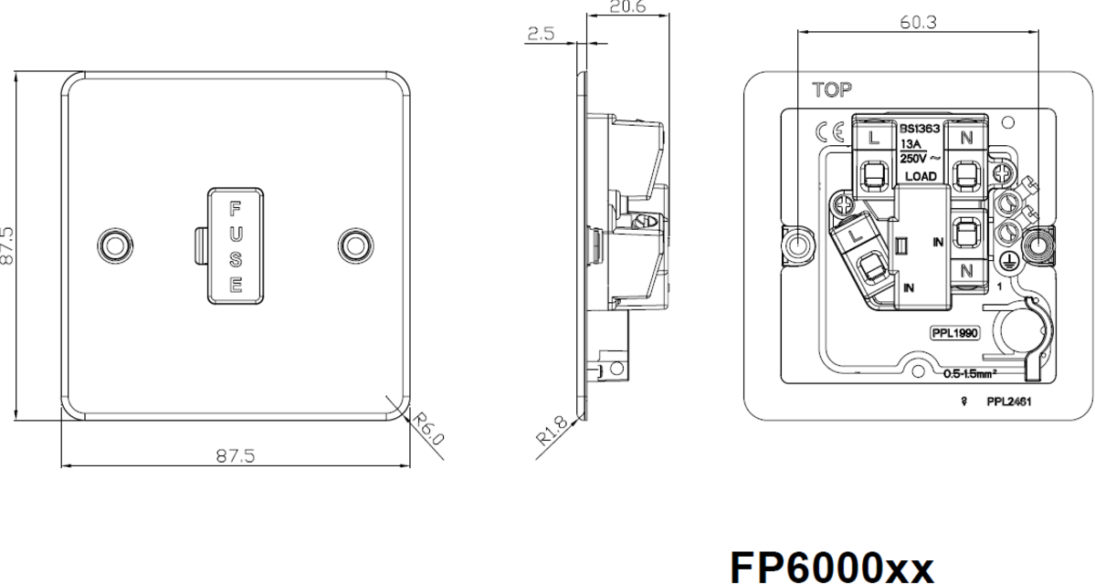 Alternative view of 13A Fused Spur Unit - Brushed Chrome