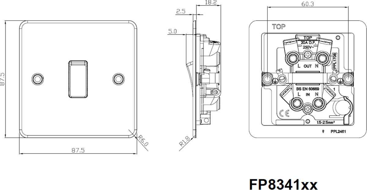 20A 1G DP Switch - Polished Brass - 1200x622